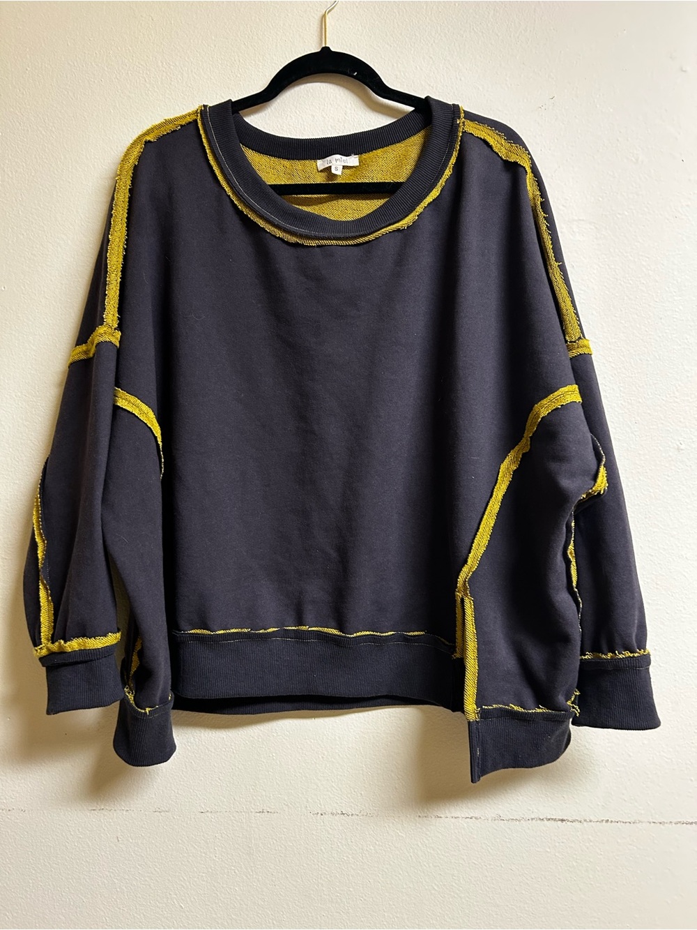 La Miel Dark blue Sweatshirt with Yellow Trim - Women's Sweater